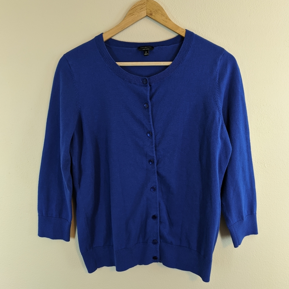 Talbot's Pima Cotton Royal Blue Cardigan / Size M